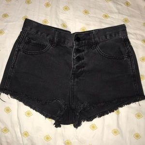 Black denim shorts